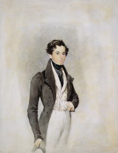 Retrato de um cavalheiro elegante, c.1825 (wc no papel)
